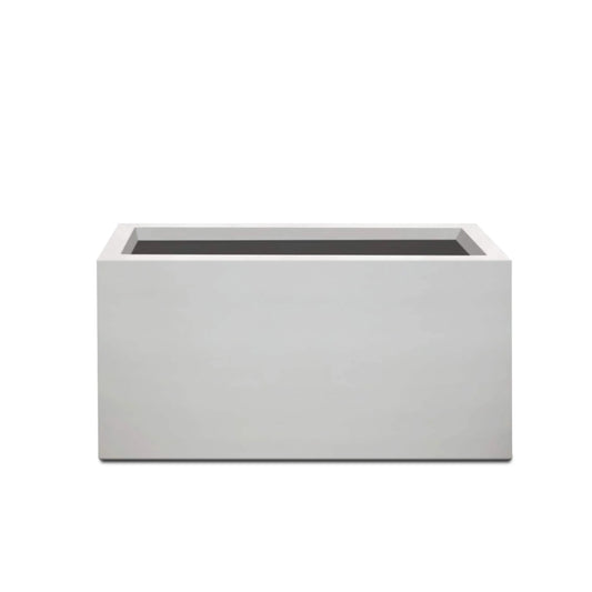 Kante Rectangular Pure White Concrete Metal Indoor Outdoor Planter Pot, w/ Drainage Hole for Patio, Home and Garden