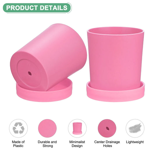 4-Pack Plant Pots, Plastic Pots with Drainage Holes