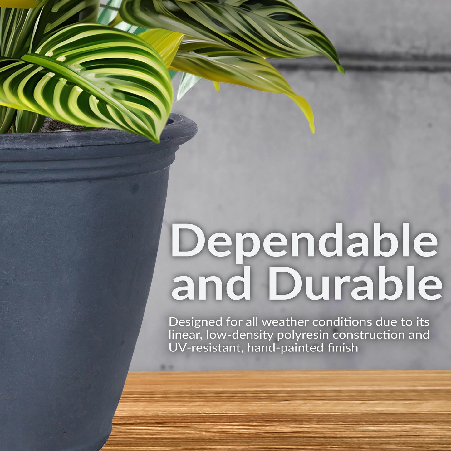 Sunnydaze Anjelica Outdoor Flower Pot Planter - Slate Finish - 24-Inch