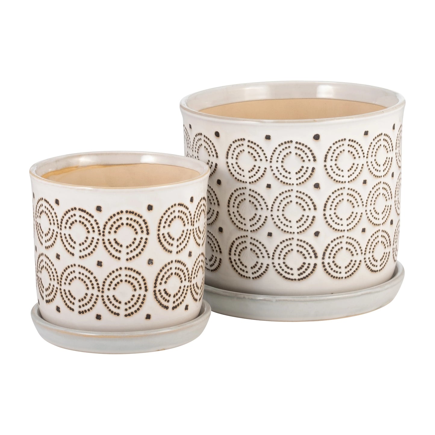 Sagebrook Home Modern Indoor or Outdoor Ceramic Planter Set of 2