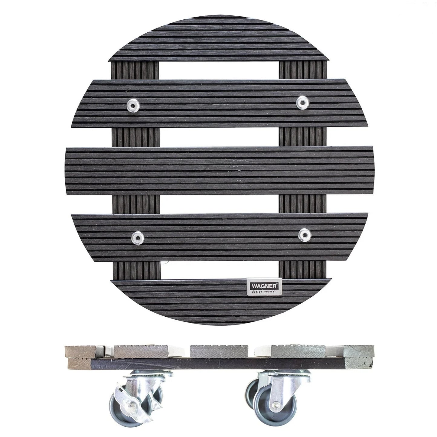 WAGNER design yourself 11.4" Round WPC Plant Caddy, Indoor/Outdoor, with Brakes