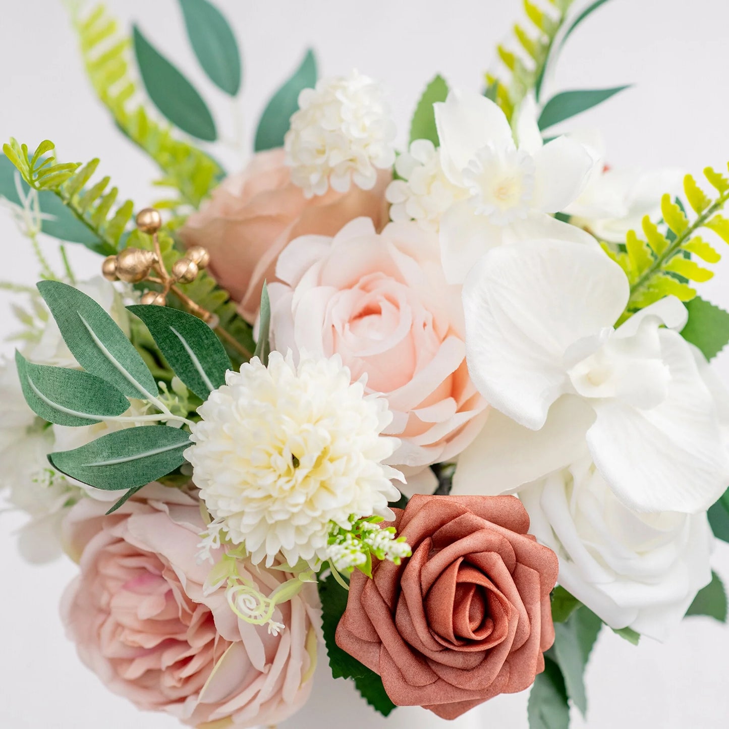 11 Inch Wedding Bouquet, Boho Bridesmaid Bouquet, Real Touch Bridal Bouquet, Floral Arrangement for Wedding