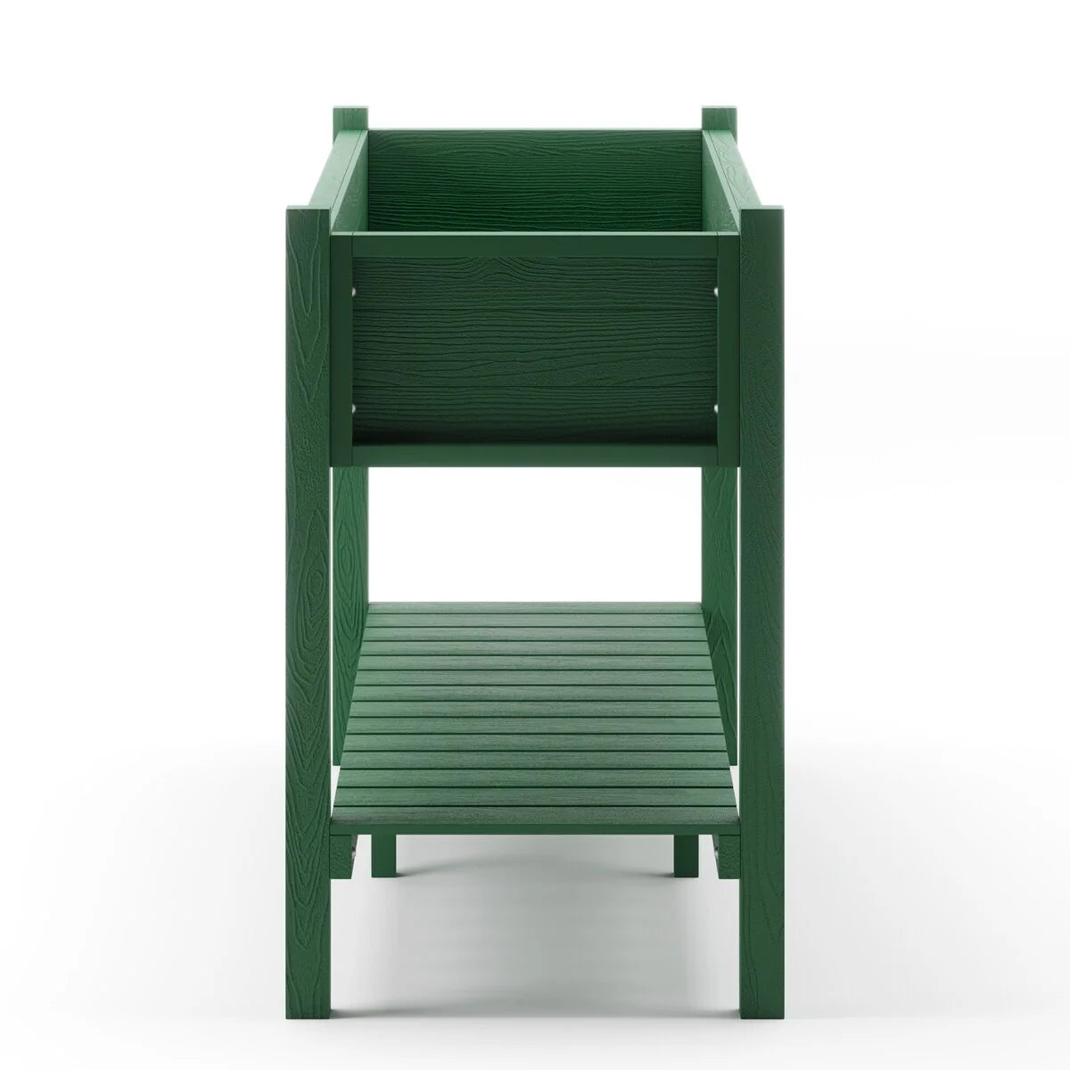 LUE BONA Patio Plastic Raised Elevated Garden Bed HDPS Planter Box Stand with Storage Shelf and Legs