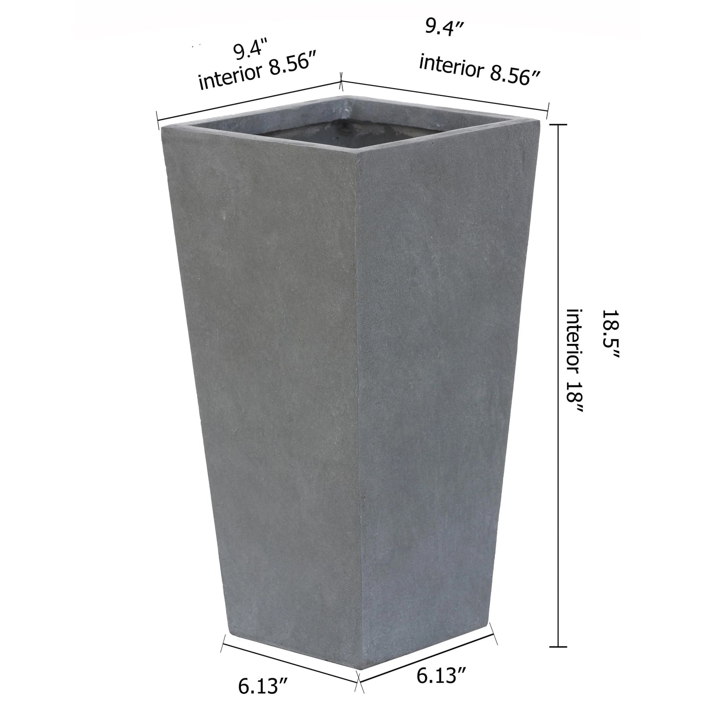 Tall Tapered Square Indoor & Outdoor MgO Planter