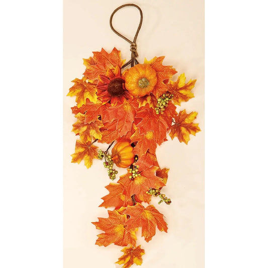 22" Weatherproof Sunflower, Leaf & Pumpkin Teardrop