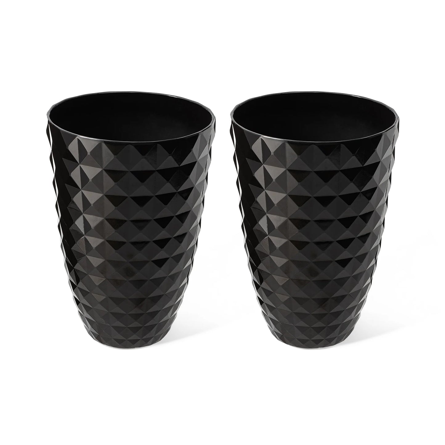 Glitzhome 19.75" H Eco-Friendly Oversized Faux Ceramic Diamond Textured Tall Planter Porch Flowerpot (Set of 2)