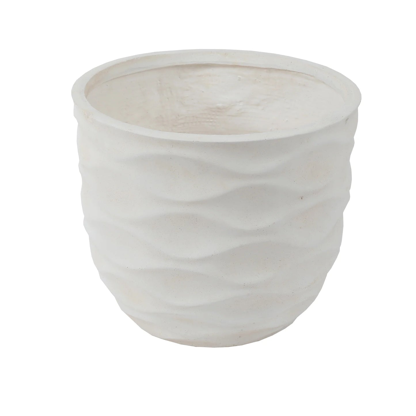 Kayu 2-piece Wavy Design White MgO Planters by Havenside Home