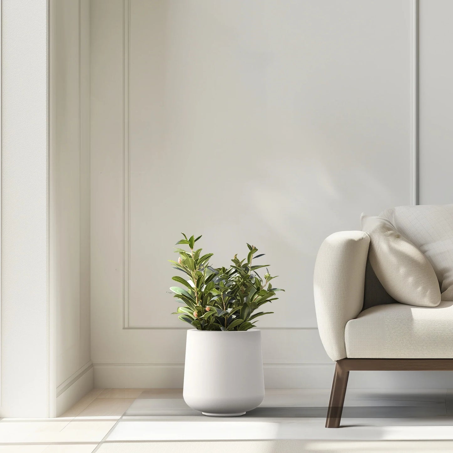 Tall Concrete Round Plant Pots / Large Indoor and Outdoor flower Planters