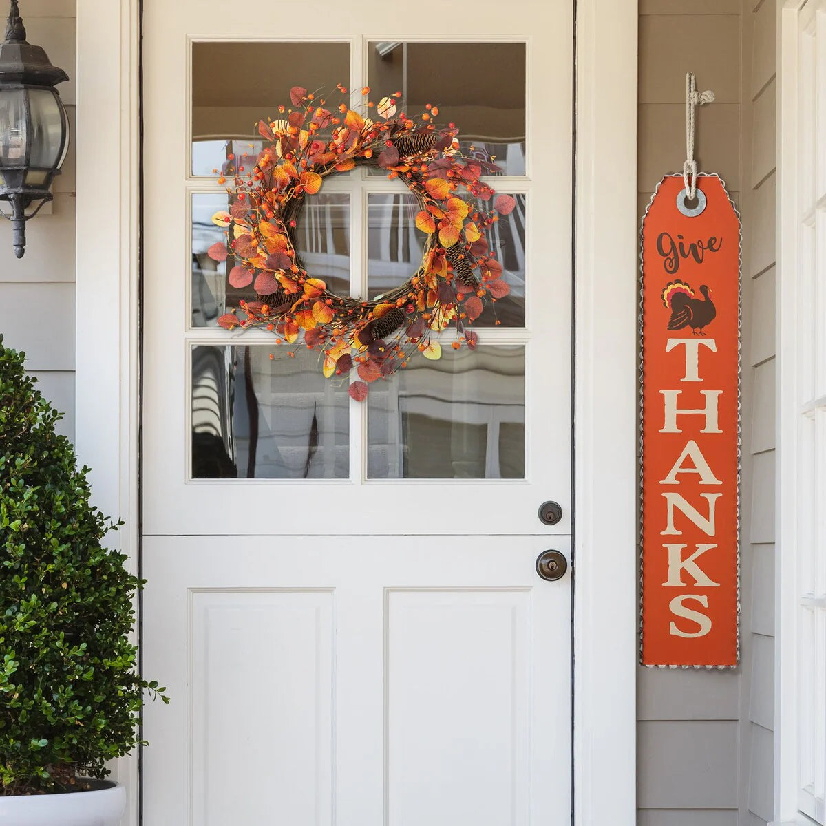 Glitzhome 22"D Fall Eucalyptus Berry Wreath for Thanksgiving