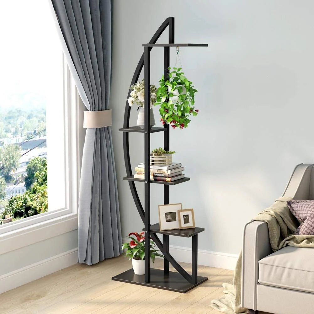 Metal/ MDF 5-tier Curved Plant Stand (Set of 2)