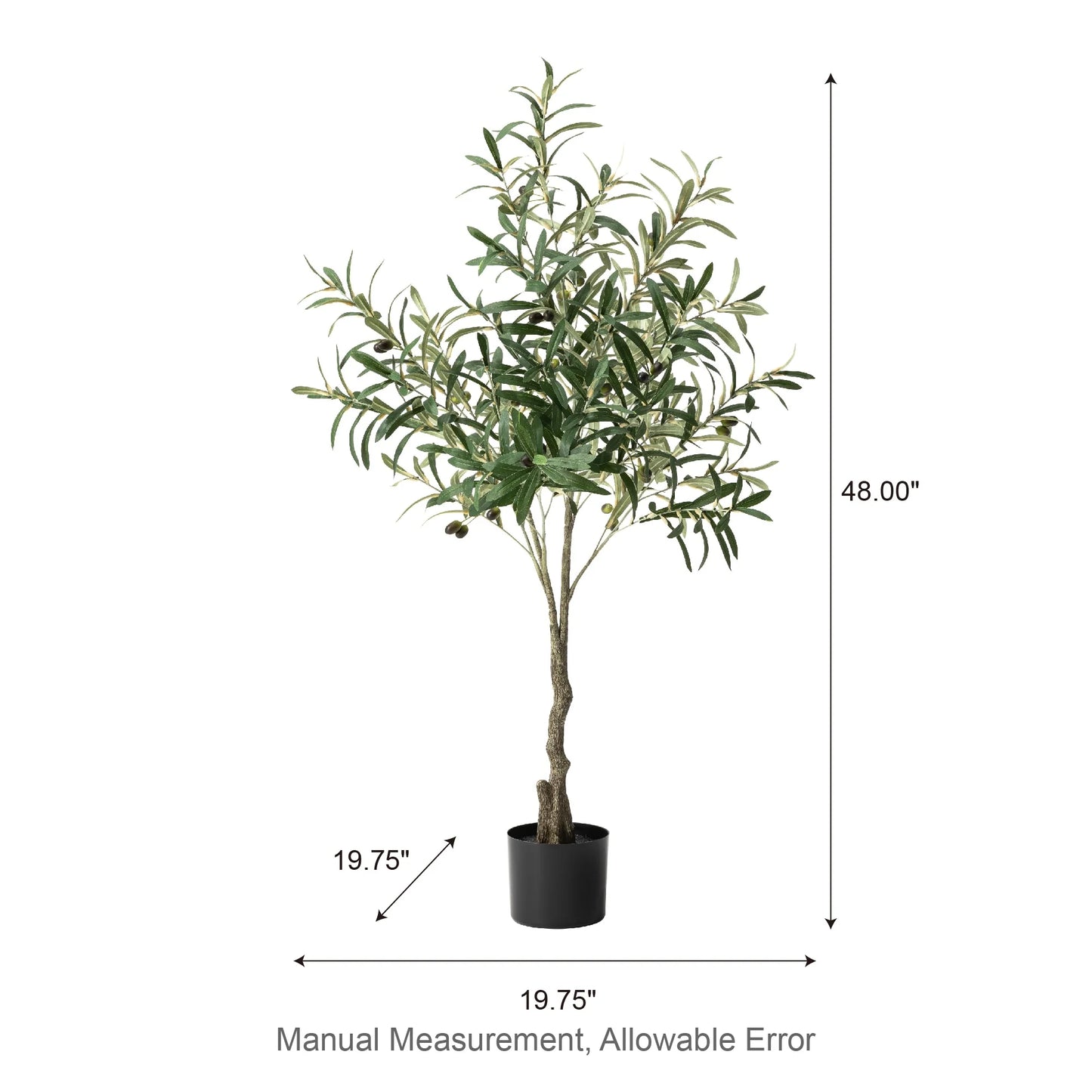 Glitzhome Real Touch Olive Artificial Tree With Black Pot