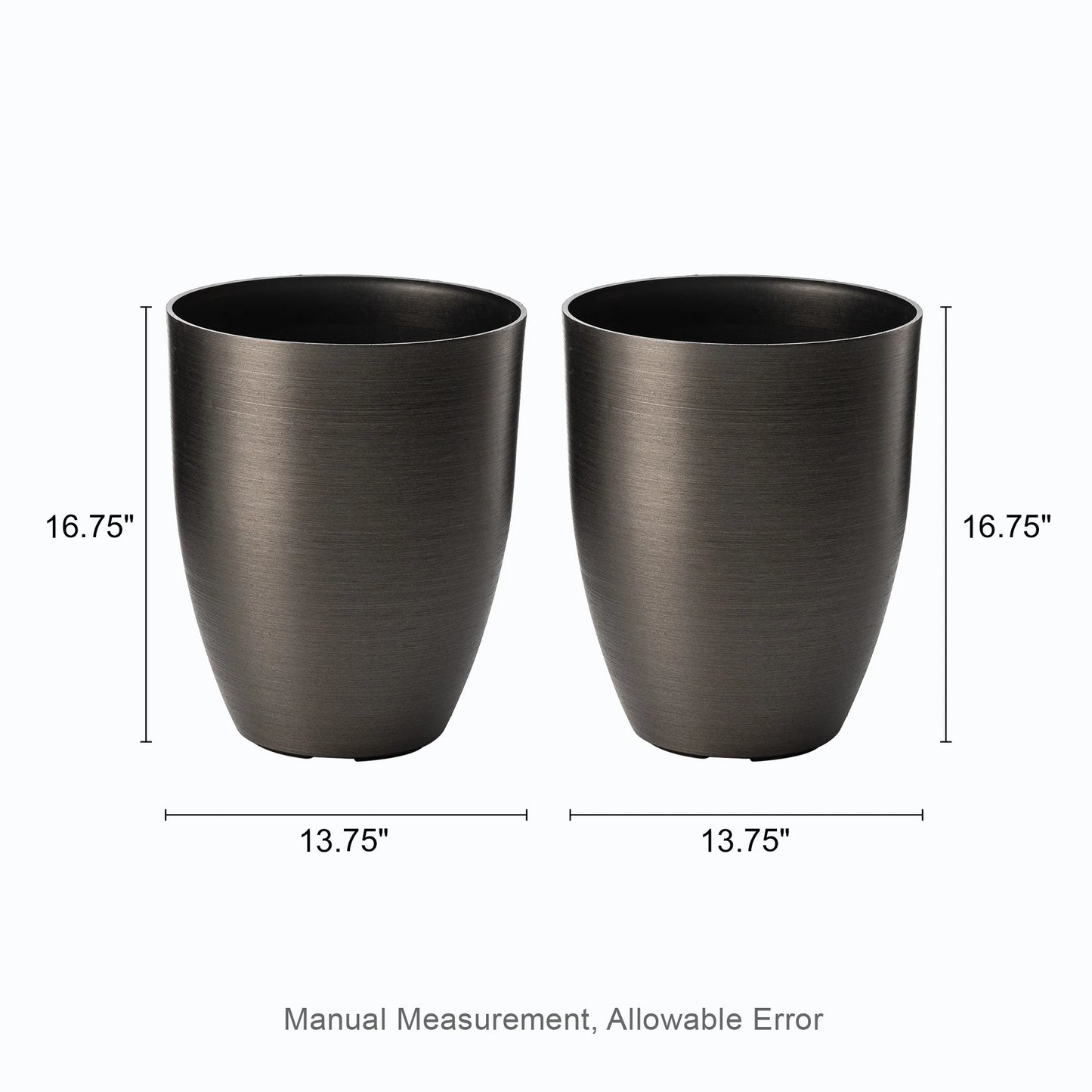 Glitzhome 16.75"H Set of 2 Oversized Eco-Friendly PE/Resin Faux Ceramic Tall Plastic Planter Porch Pot