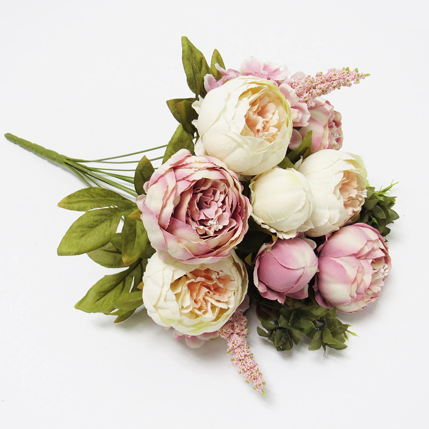 Artificial Mixed Peony Hydrangea Flower Stem Bush Bouquet 19in