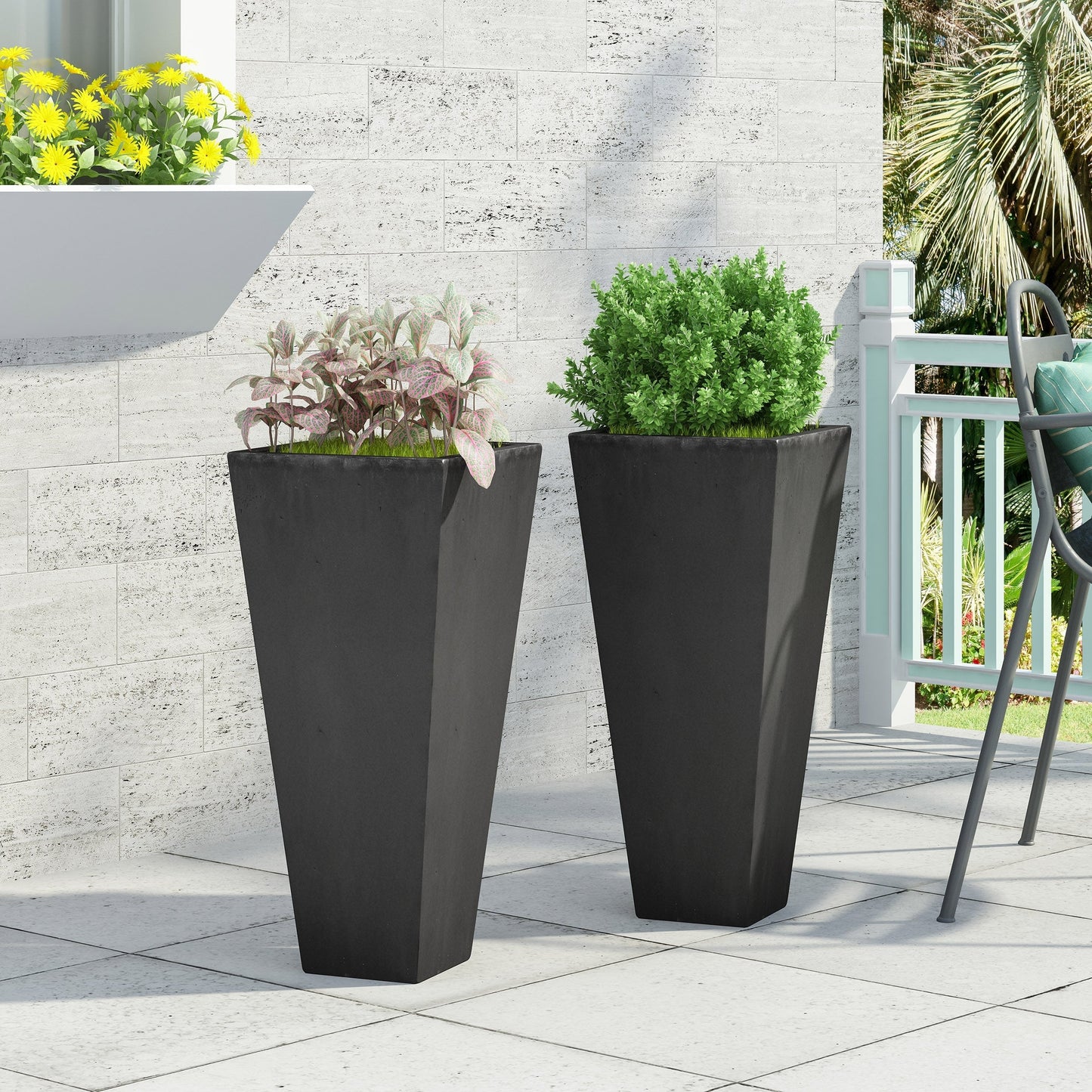 Ella Outdoor Cast Stone Outdoor Planters by Christopher Knight Home