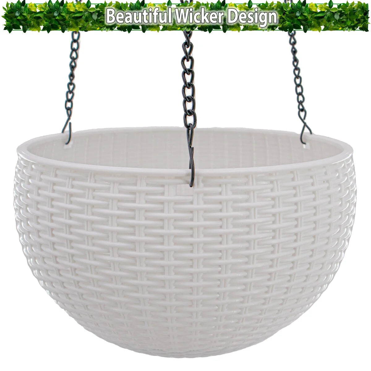 Solar Hanging Planter w/ LED Light Self-Watering Outdoor Flower Basket Hanger