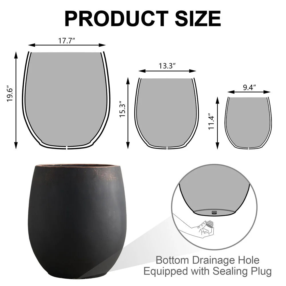 Weathered Concrete Tall Planter - Set of 3