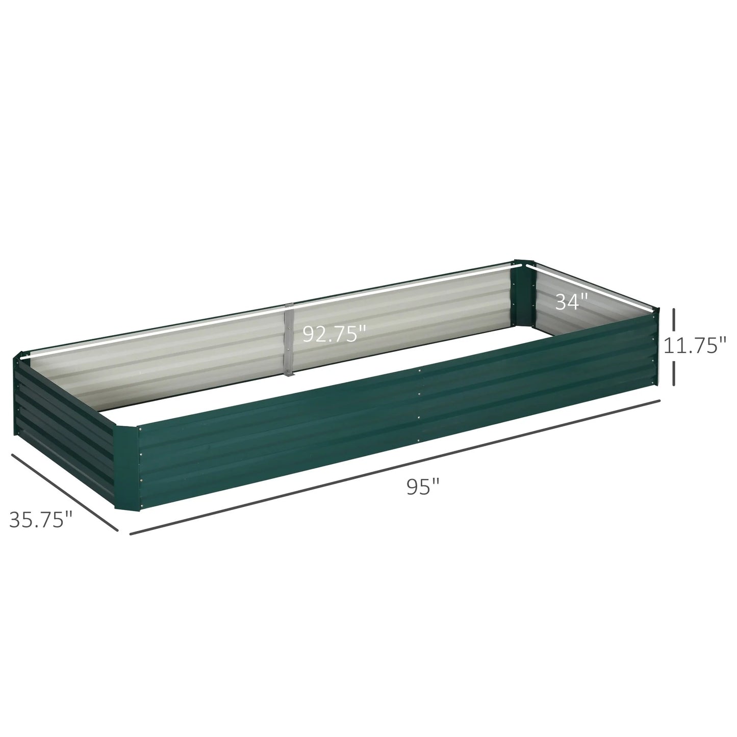 Outsunny 95" x 36" x 12" Galvanized Raised Garden Bed, Metal Elevated Planter Box, Easy DIY and Cleaning for Growing Flowers