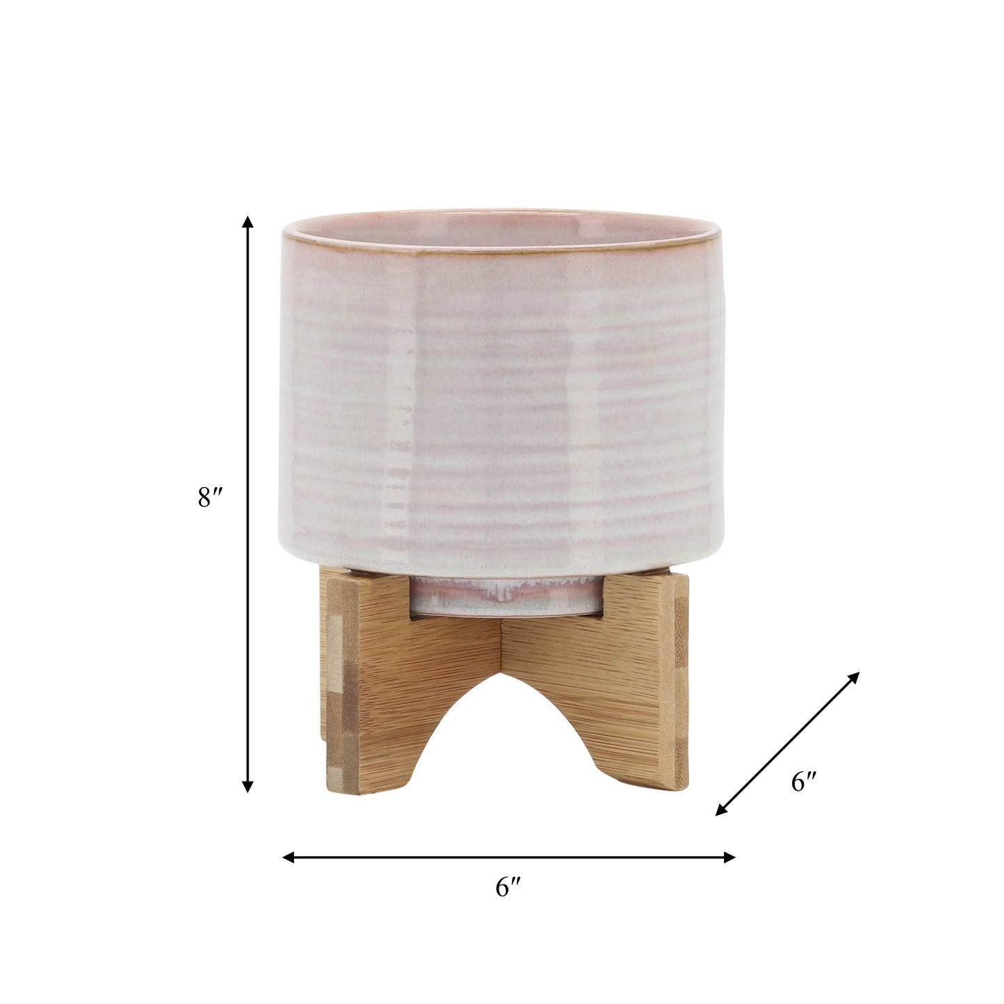 Sagebrook Home Modern Textured Ceramic Planter with Stand Indoor Outdoor