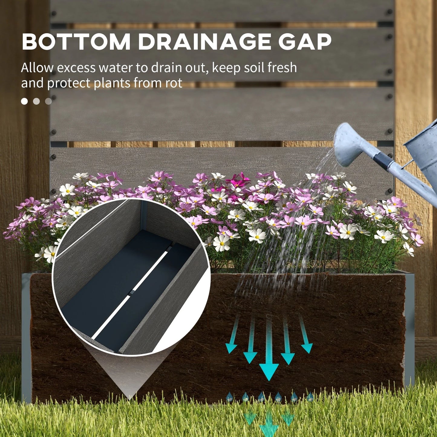 Outsunny Raised Garden Bed with Trellis for Climbing Plants, Planter Box with Drainage Gap, Freestanding Trellis Planter