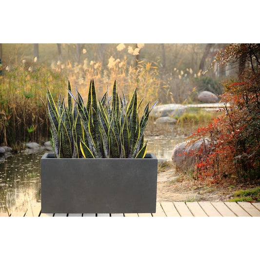 Durx-litecrete Lightweight Concrete Modern Long Granite Color Low Planter-Large - 31.1'x14.6'x14.8'