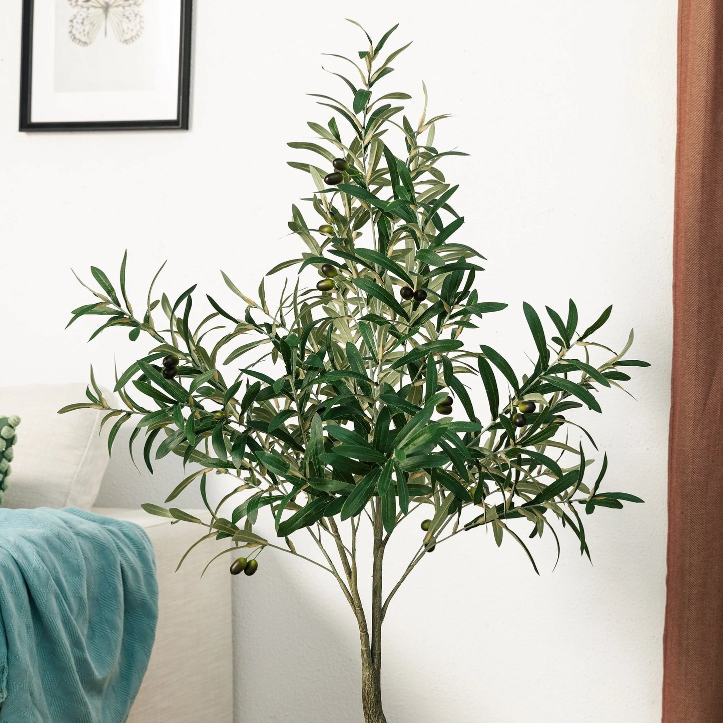 Glitzhome Real Touch Olive Artificial Tree With Black Pot