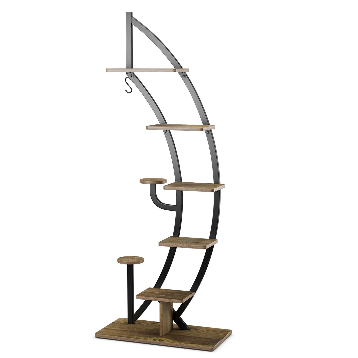 Gymax 6 Tier 9 Potted Metal Plant Stand Rack Curved Stand Holder