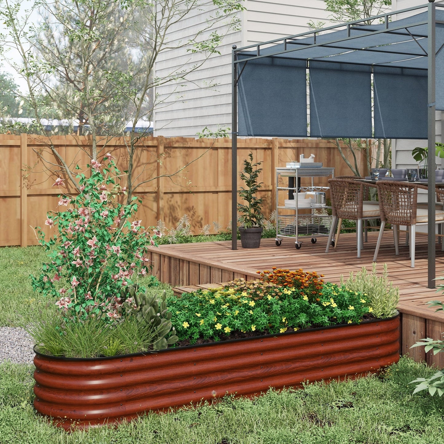 Outsunny 7.9' x 2' x 1.4' Galvanized Raised Garden Bed Kit, Outdoor Metal Elevated Planter Box