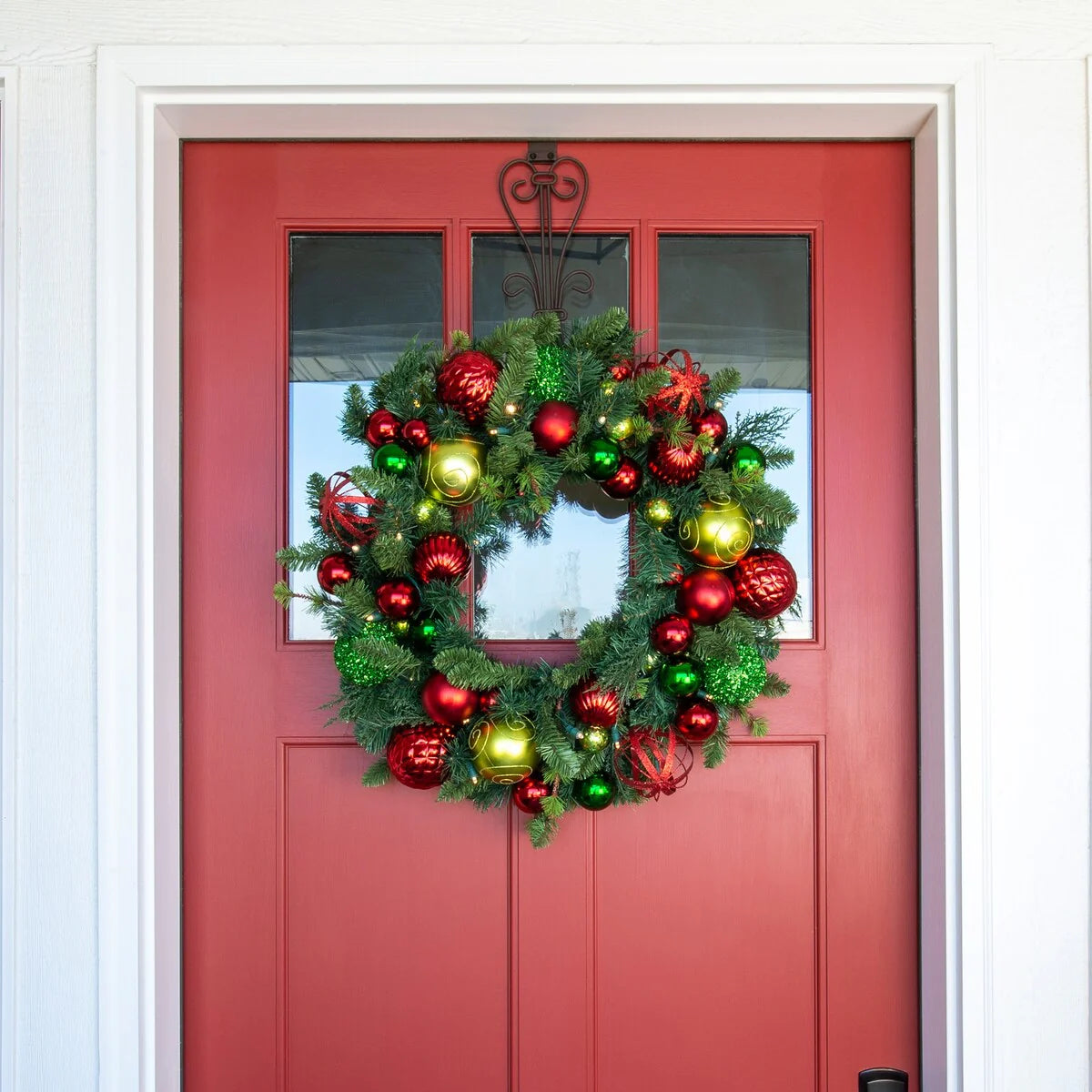 30 in. Lighted Christmas Wreath - Festive Holiday - Green