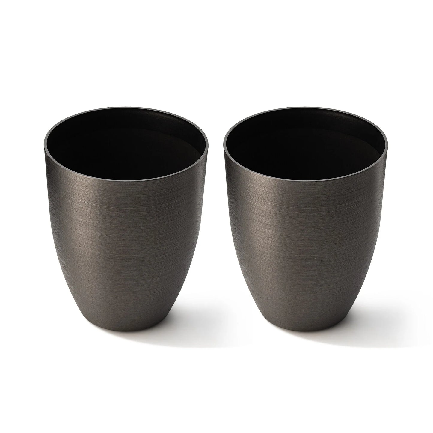 Glitzhome 16.75"H Set of 2 Oversized Eco-Friendly PE/Resin Faux Ceramic Tall Plastic Planter Porch Pot
