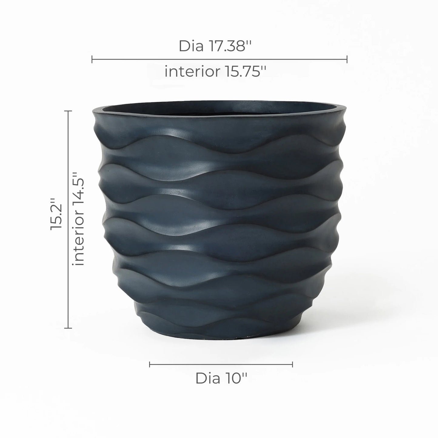 Round Black Waves Indoor/Outdoor MgO Planter