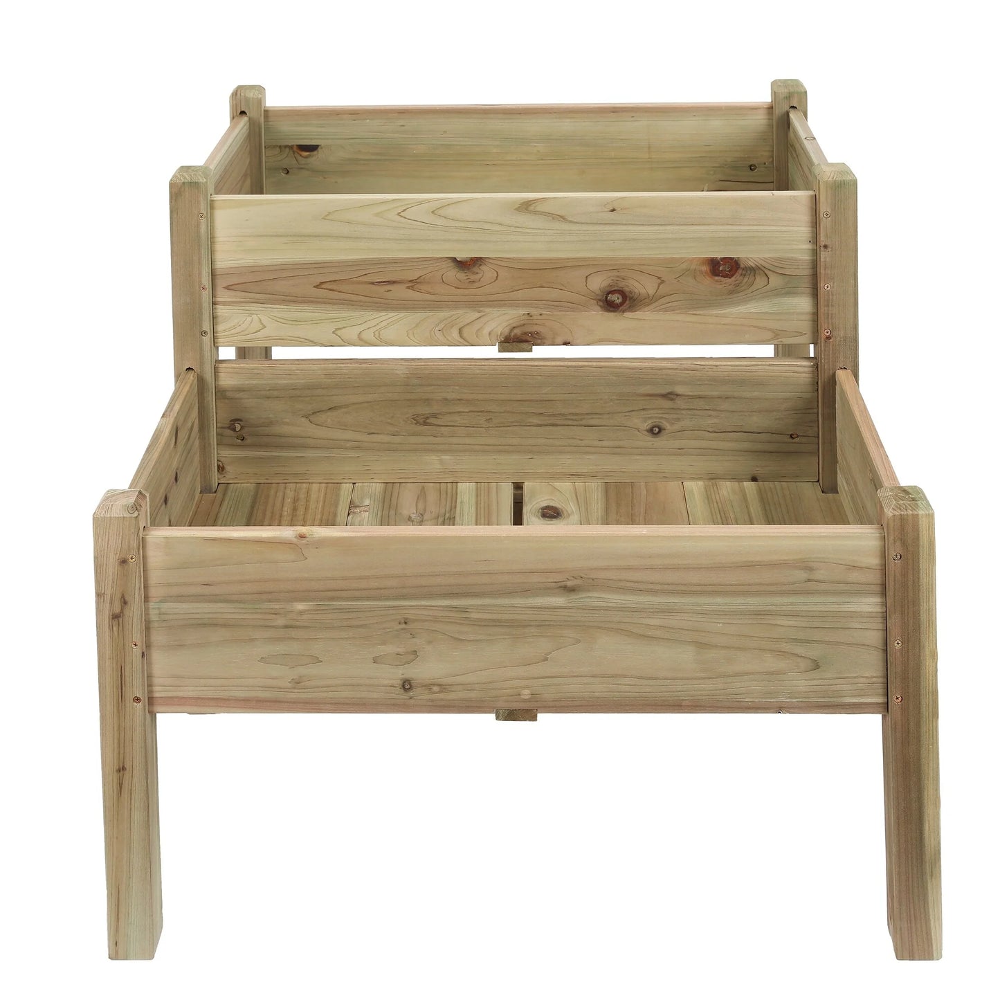 Brown Natural Wood 2-tier Raised Garden Bed Planter