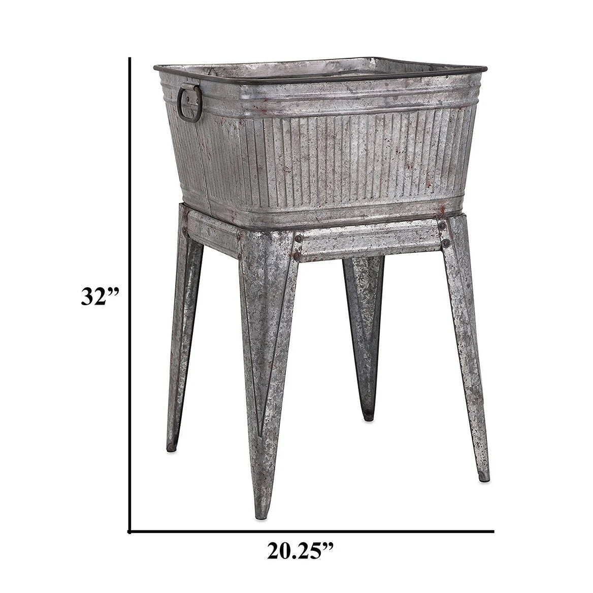 Multi-Functional Galvanized Metal Tub on Stand, Grey