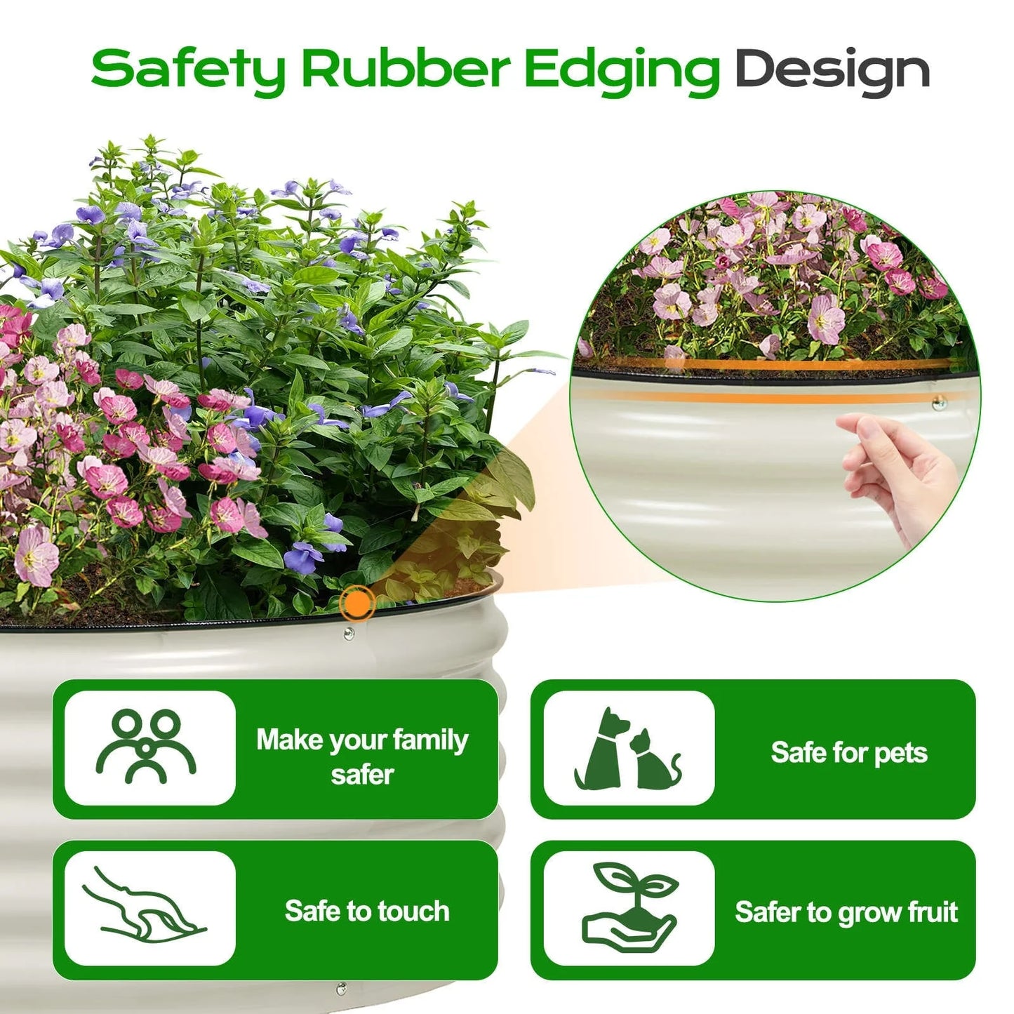 Aoodor 17'' Tall Aluzinc Metal Raised Garden Bed 42'' Round - Outdoor Open-Ended Base Garden Planter Box - N/A