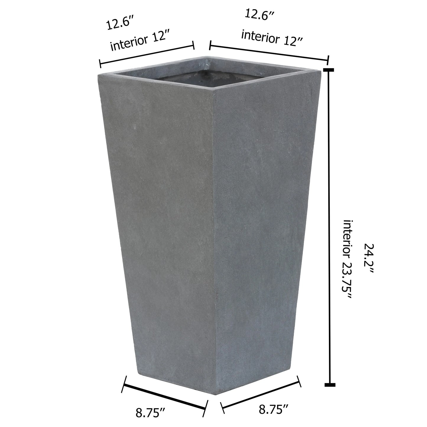 Tall Tapered Square Indoor & Outdoor MgO Planter