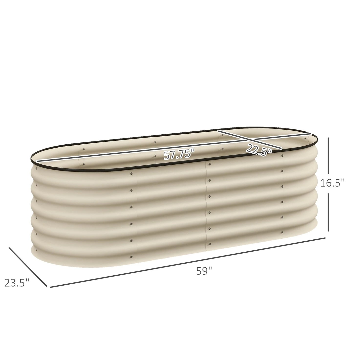 Outsunny 4.9' x 2' x 1.4' Galvanized Raised Garden Bed Kit, Outdoor Metal Elevated Planter Box