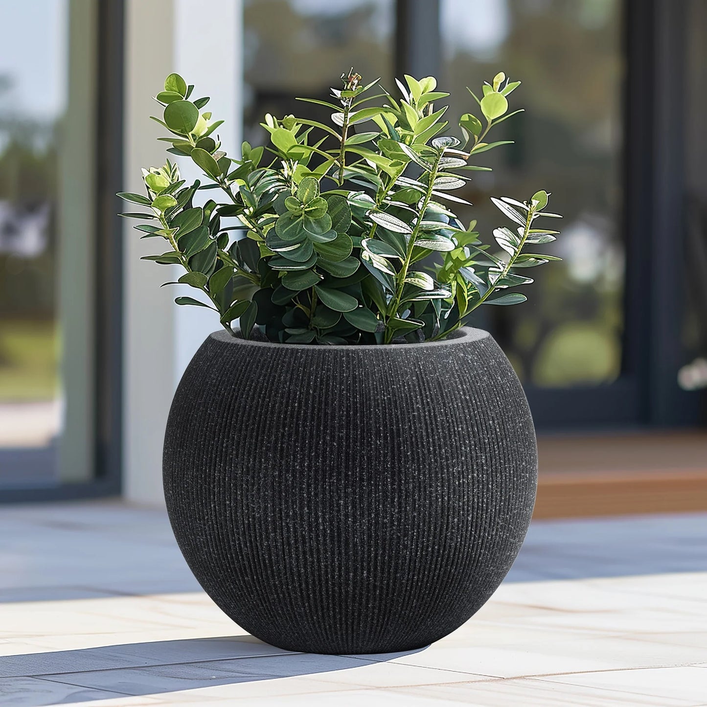 14.5" Round Bowl Plastic Planter, Mediterranean Style