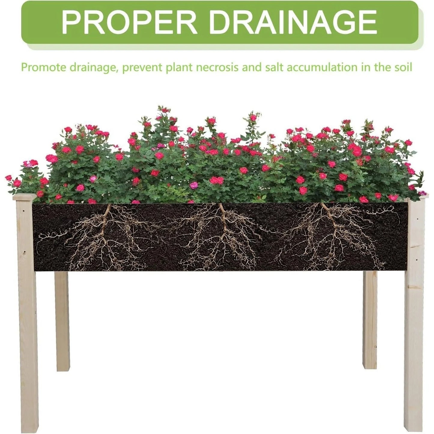 SUNCROWN Outdoor 4 FT Wooden Raised Garden Bed Elevated Planter Box