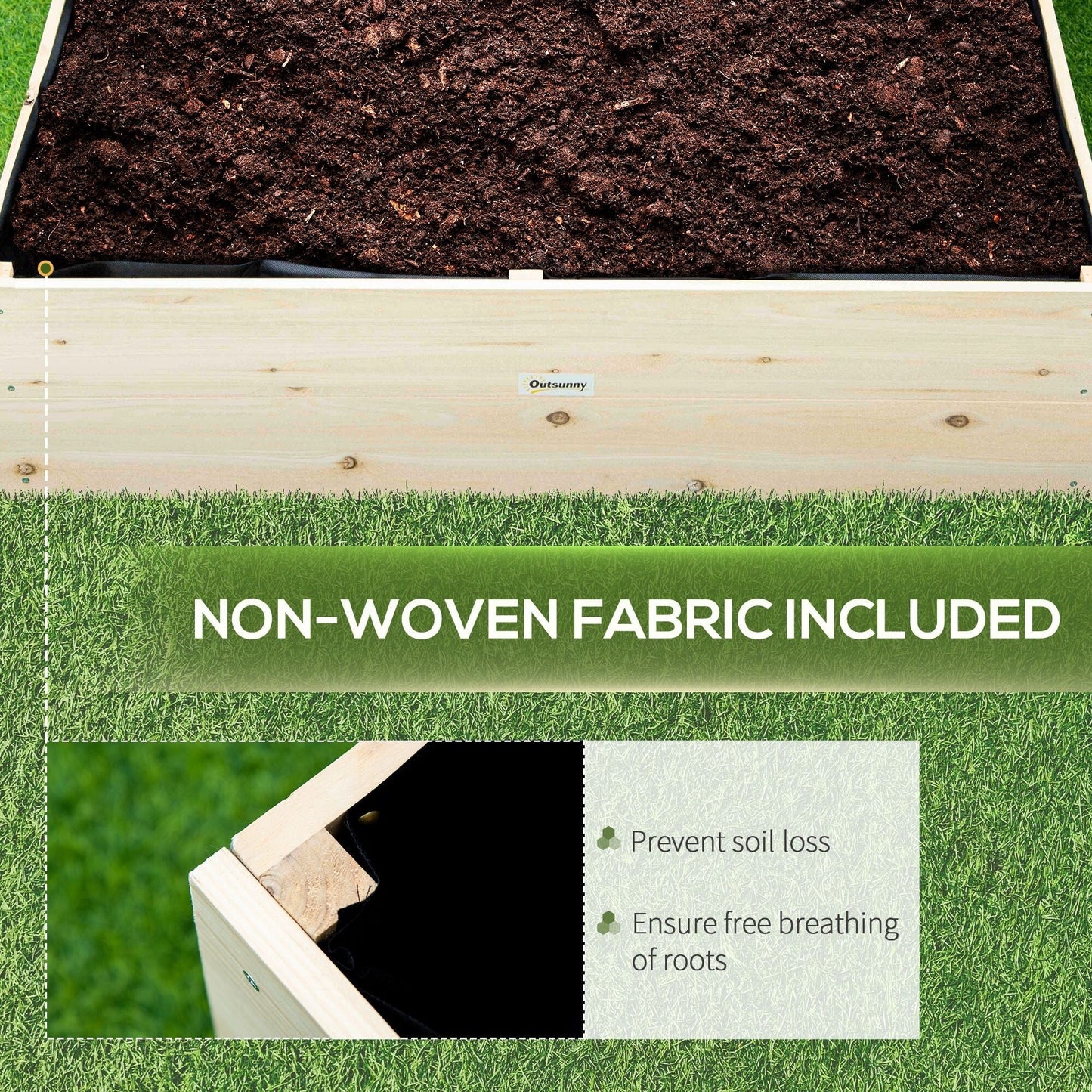 Outsunny 46'' x 46'' Raised Garden Bed Elevated Wooden Planter Box for Backyard, Patio to Grow Vegetables, Herbs, and Flowers