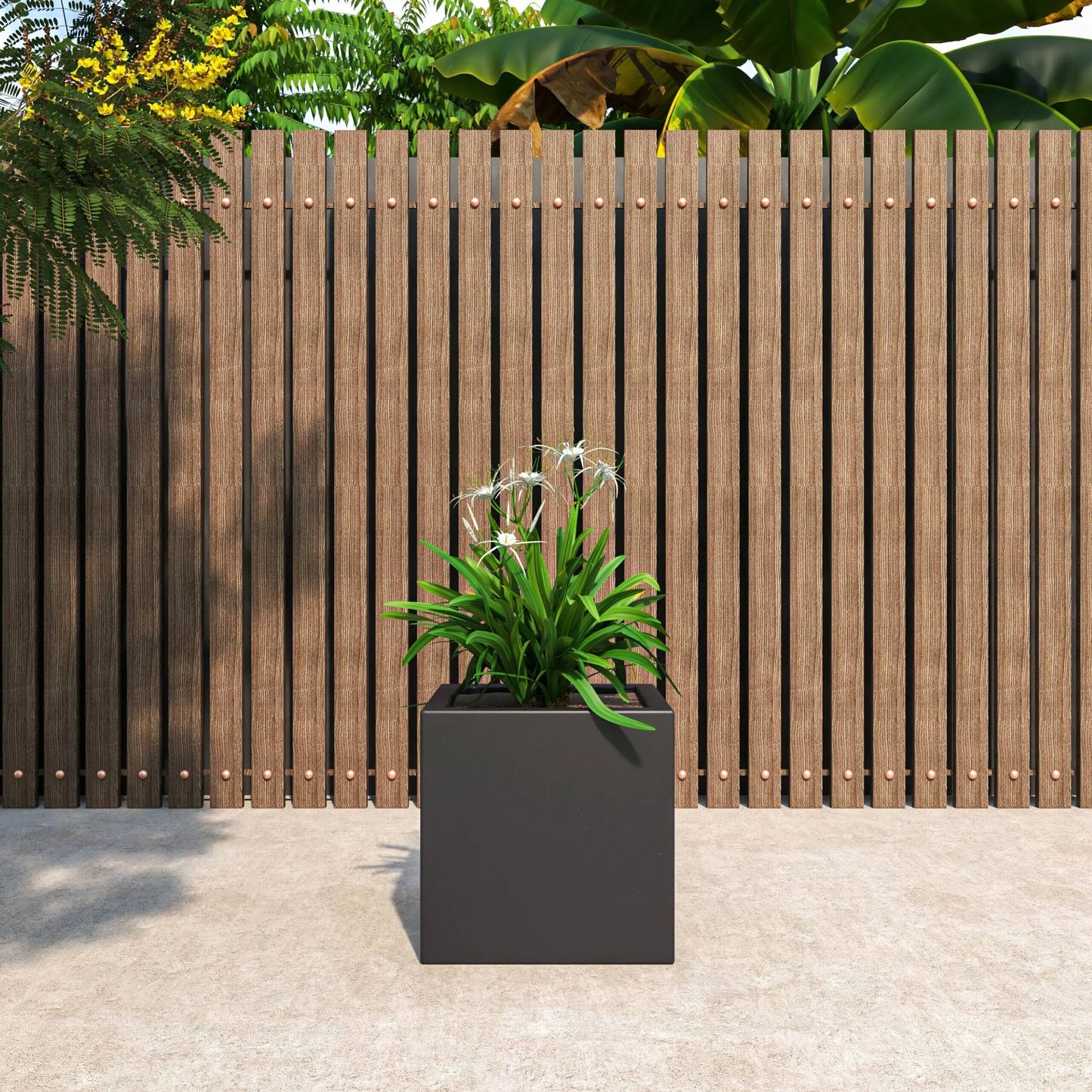 Fern Modern Square Fiberstone and MGO Clay Planter with Drainage for Indoor & Outdoor Home Office Patio Yard Decor