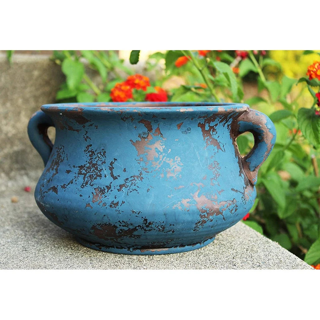 Egyptian Era Terracotta Planter in Blue,Green, Red, Purple in 2 sizes