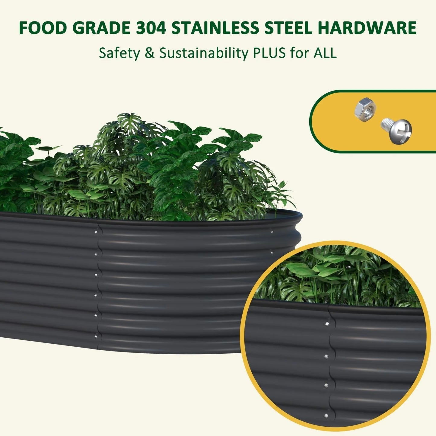 VEIKOUS 9-in-1 Modular Galvanized Metal Raised Garden Bed Kit for Outdoor Planters