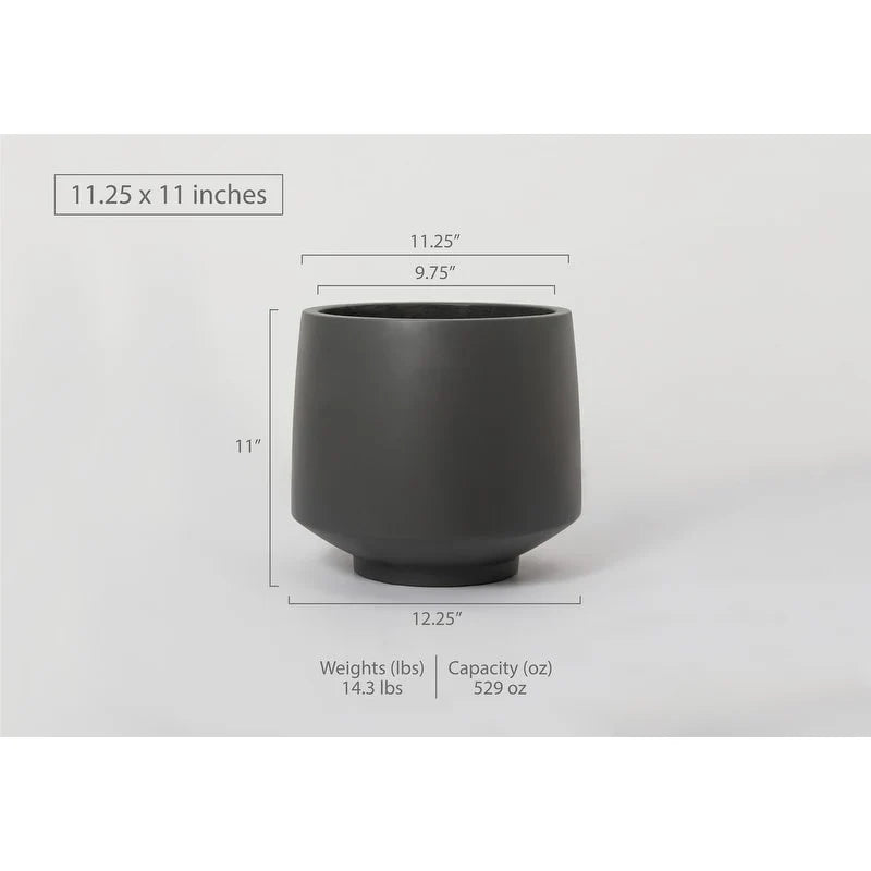 Indoor/Outdoor Large Minimalist Light Cement/ Concrete Lightweight Round Planter Pot - 15, 11 in
