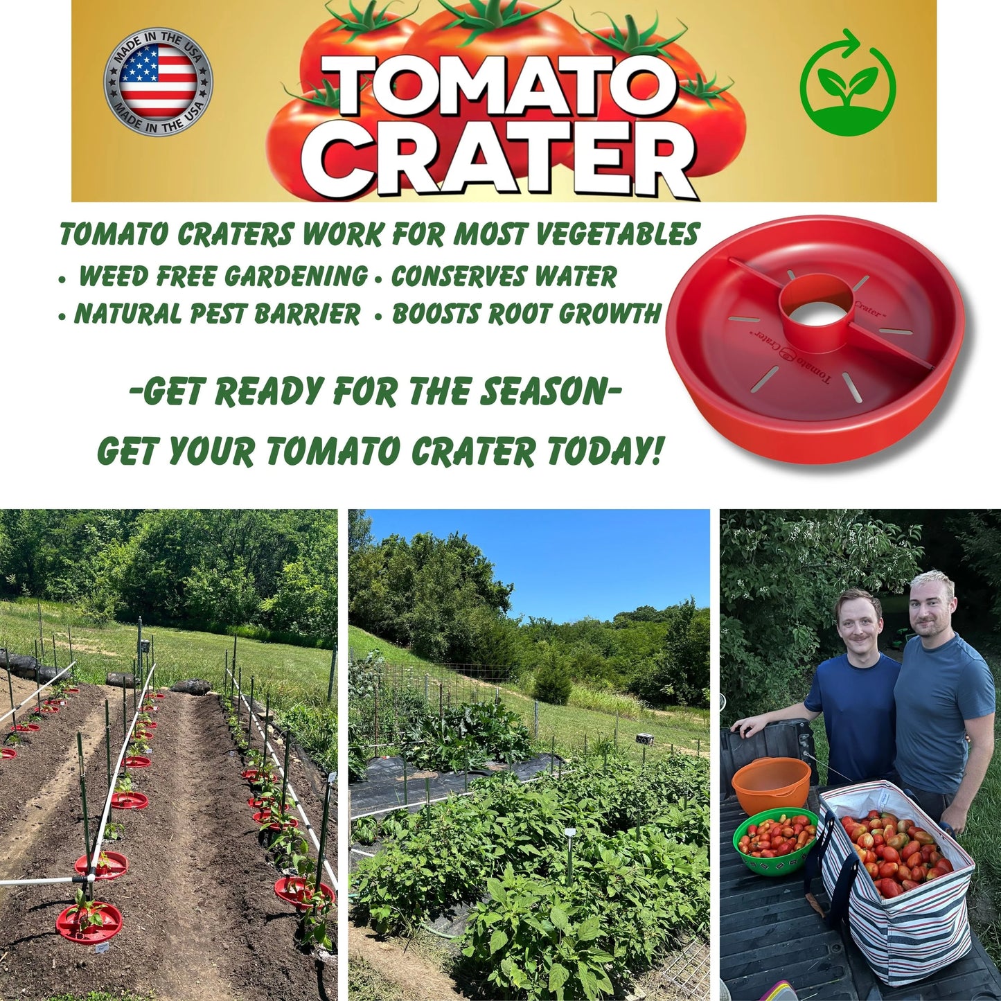 Tomato Crater Gardening Tool for Healthier Tomatoes, 12” Red