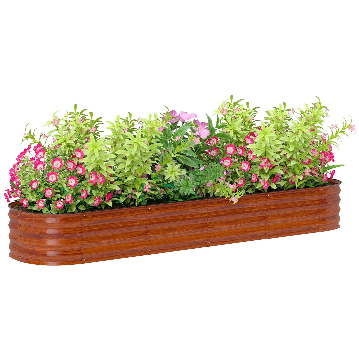 Outsunny 7.9' x 2' x 1' Galvanized Raised Garden Bed Kit, Outdoor Metal Elevated Planter Box with Safety Edging