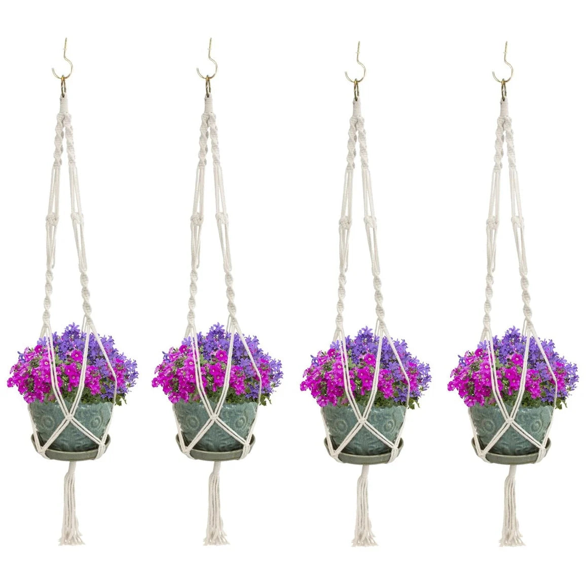 Macrame Plant Hanger (4, 6, 8 Pack) Indoor Outdoor Hanging Plant Pots Cotton Rope, Elegant for Home, Patio, Garden