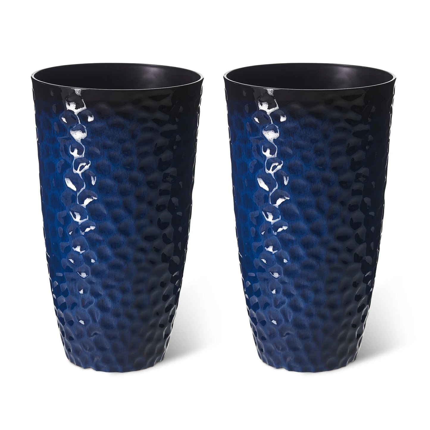 Glitzhome 23.75"H Set of 2 Oversized Eco-Friendly PP and Stone Honeycomb Textured Blue/Green/Red Tall Plastic Planter