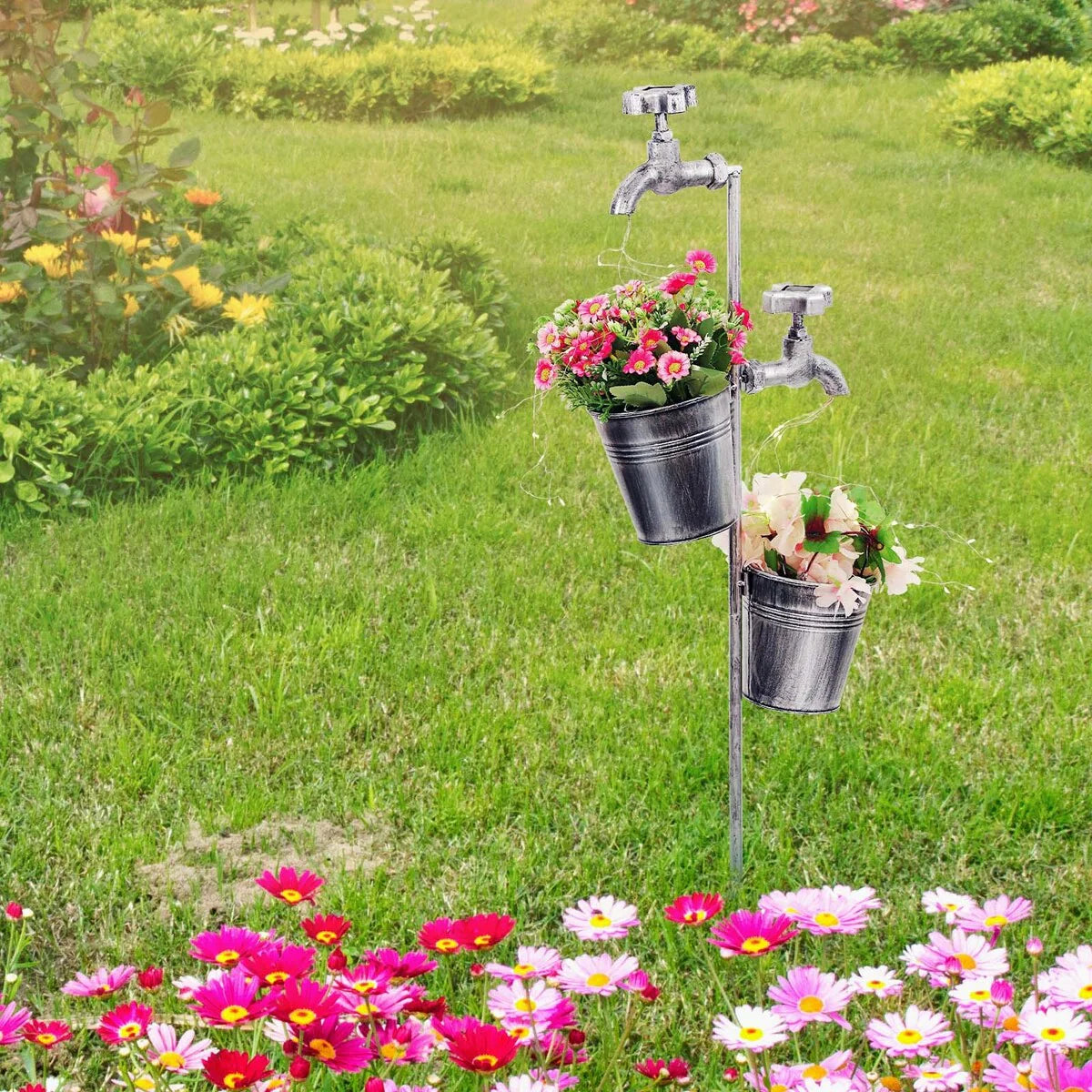 Solar Shower Garden Art Light Decoration LED Fairy Lights with Planter