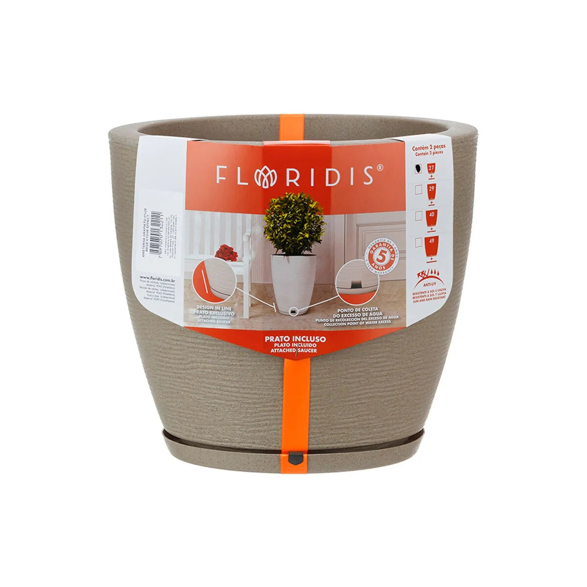 Floridis Amsterdan Extra Small Planter Bowl - 11.02 inches high x 12.6 inch diameter