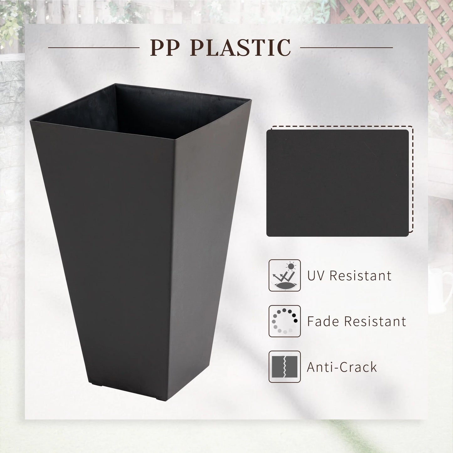 Outsunny 28" Tall Plastic Flower Pot, Set of 3, Large Outdoor & Indoor Plastic Garden Planters, for Entryway, Patio, Yard