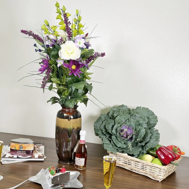 Artificial Silk Dahlia, Morning Glory, and Ranunculus 30-stem Bush
